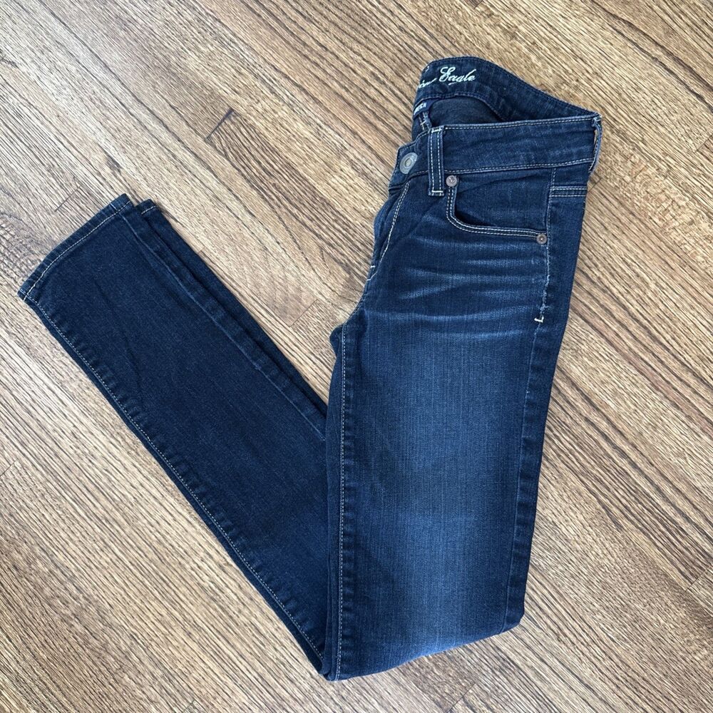 American Eagle Stretch Skinny Slim Cut Dark Blue Jeans Womens Size 4